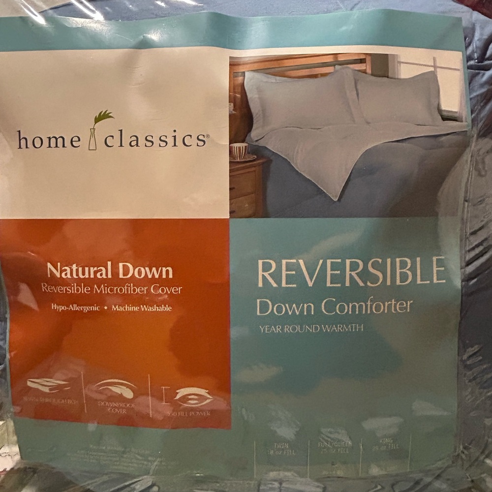 home&classics Natural Down Comforter - Reversible microfiber Cover